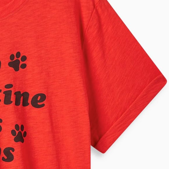 Torrid MY VALENTINE HAS PAWS Red Tee Plus 5X-28 - Picture 3 of 3